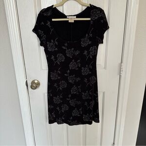 VTG Jay Jacob’s Tattoo Rose Motif Mini Dress 90s Y2K Size M Grunge Goth Punk EUC